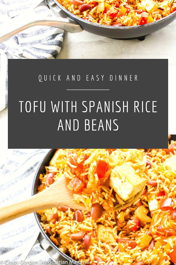 Tofu with spanish rice and beans pin