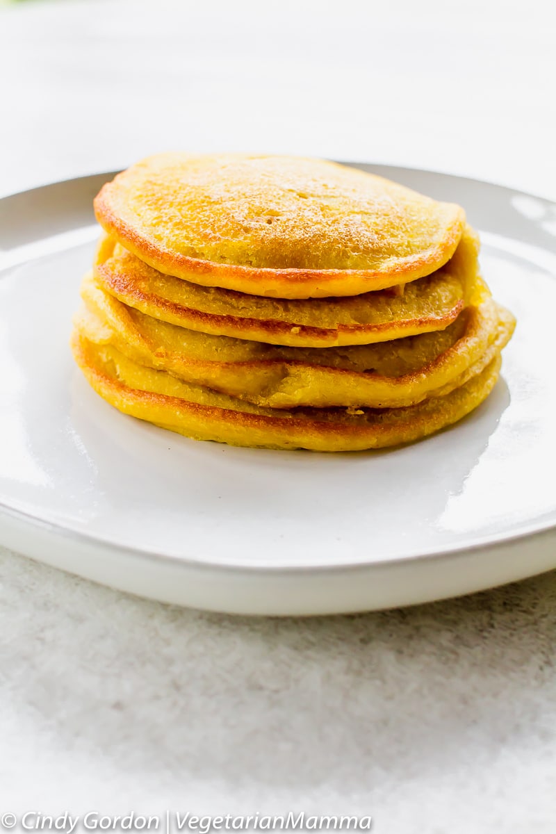 Tall stack of Gluten Free Pumpkin Pancakes