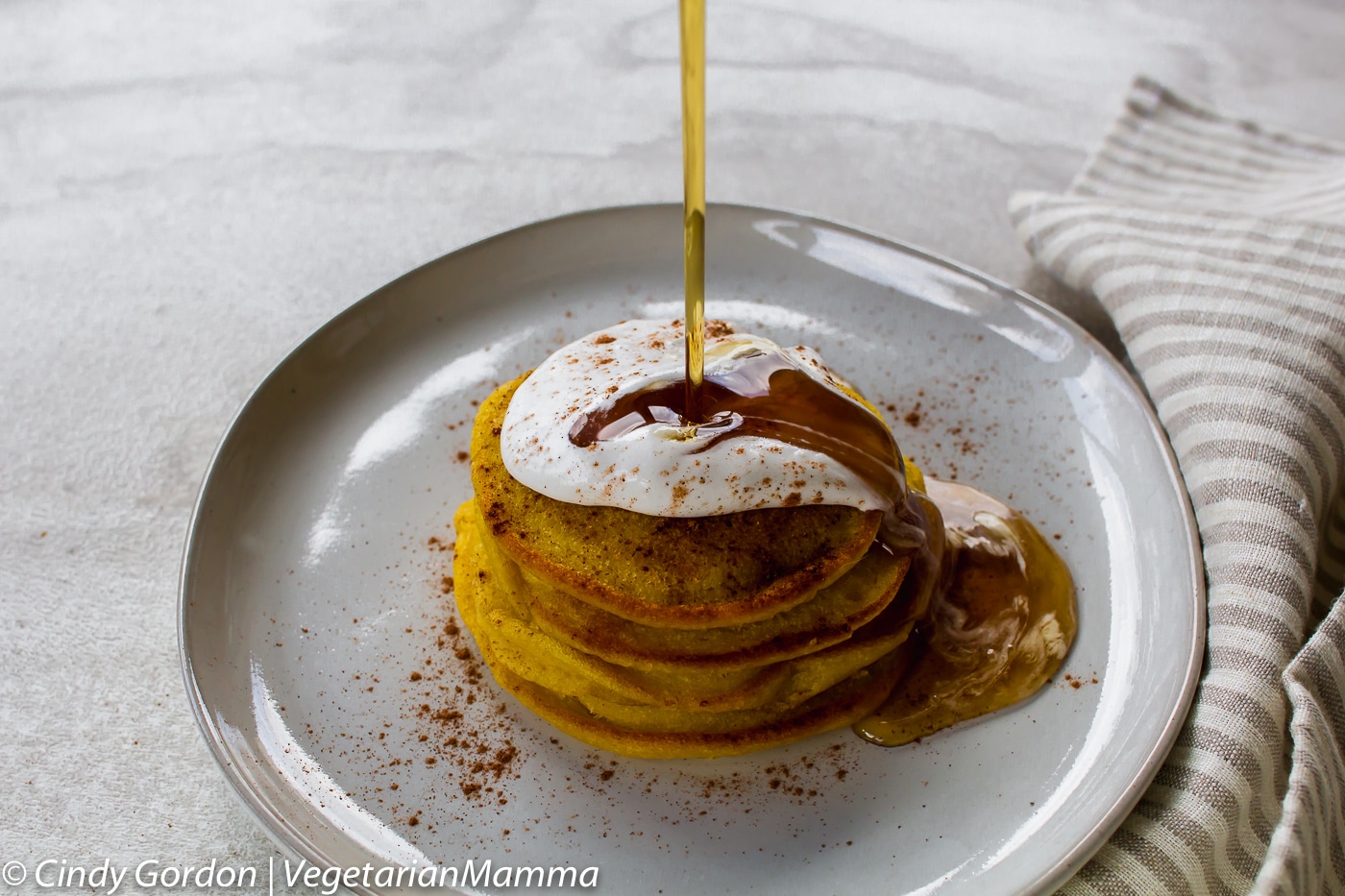 Gluten Free Pumpkin Pancakes with syrup 