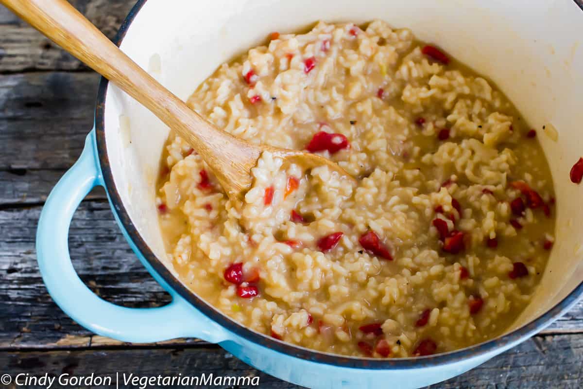 Roasted Red Pepper Risotto is family approved.