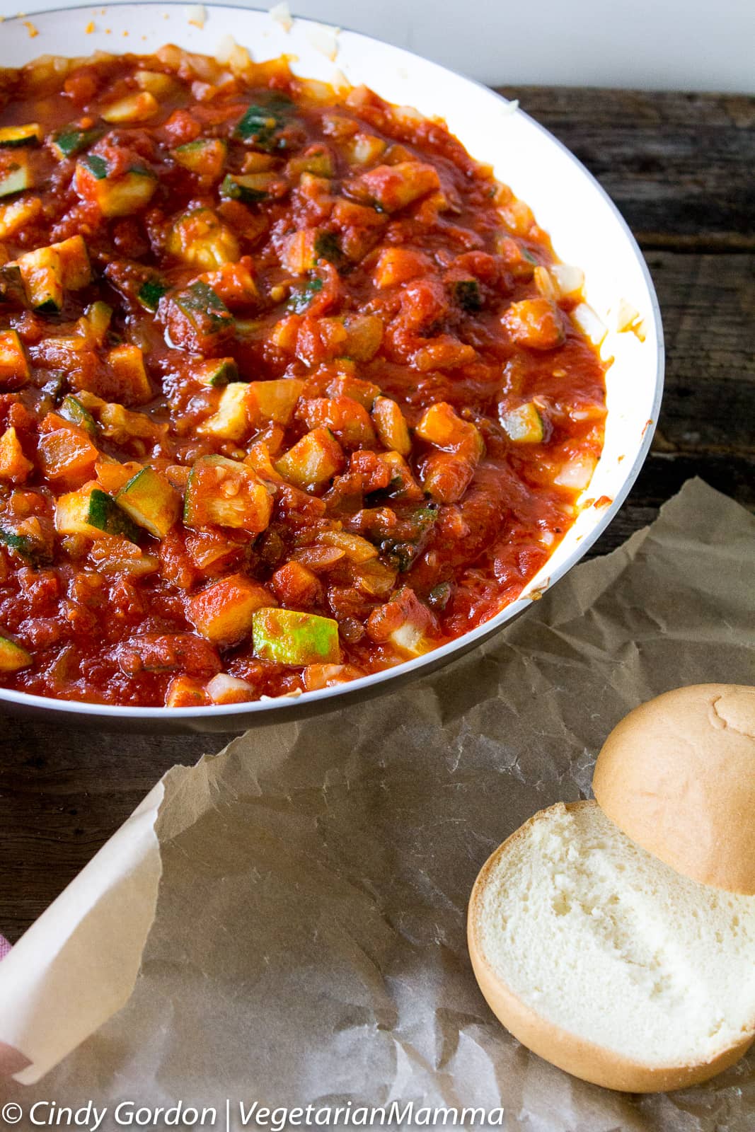 saucepan of zucchini mixture to make sandwiches with