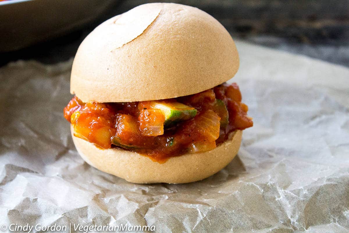 zucchini grinder sandwich on parchment