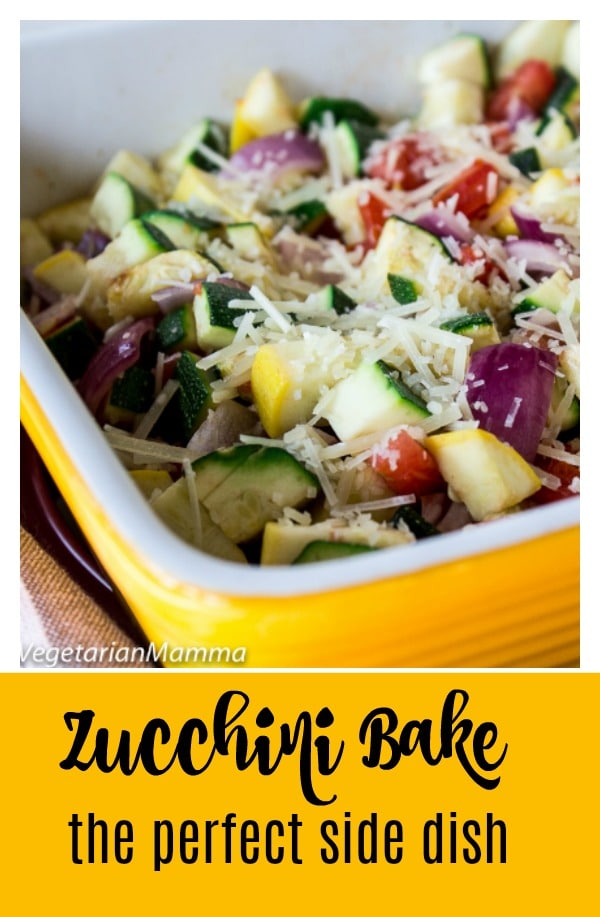 A simple combination of zucchini, yellow squash, tomato and onion can create the perfect side dish. This zucchini bake will complement most any main course with a beautiful splash of color.