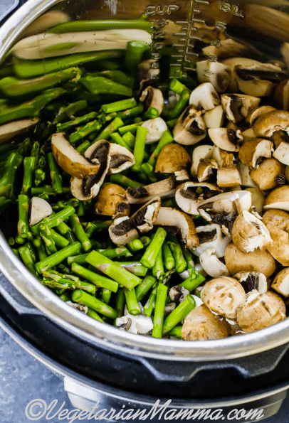 Mushroom and Asparagus Wild Rice inside of black container