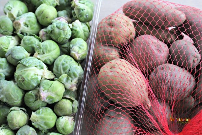 Roasted Potatoes and Brussel Sprouts @vegetarianmamma.com Simple ingredients