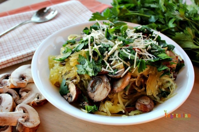 Vegan Mushroom Spaghetti Squash is easy to make!