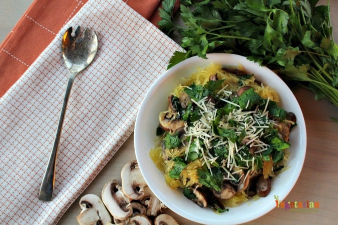 Vegan Mushroom Spaghetti Squash is an easy meal!