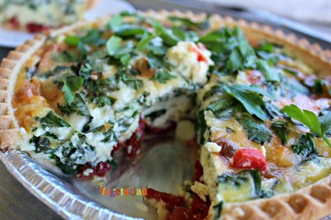 quiche with a slice missing