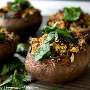 Gluten Free, Vegetarian Wild Rice Stuffed Mushrooms