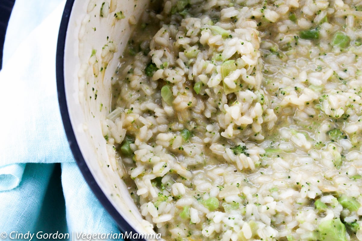 Broccoli and cheese make the best combination! We love cheesy risotto recipes.