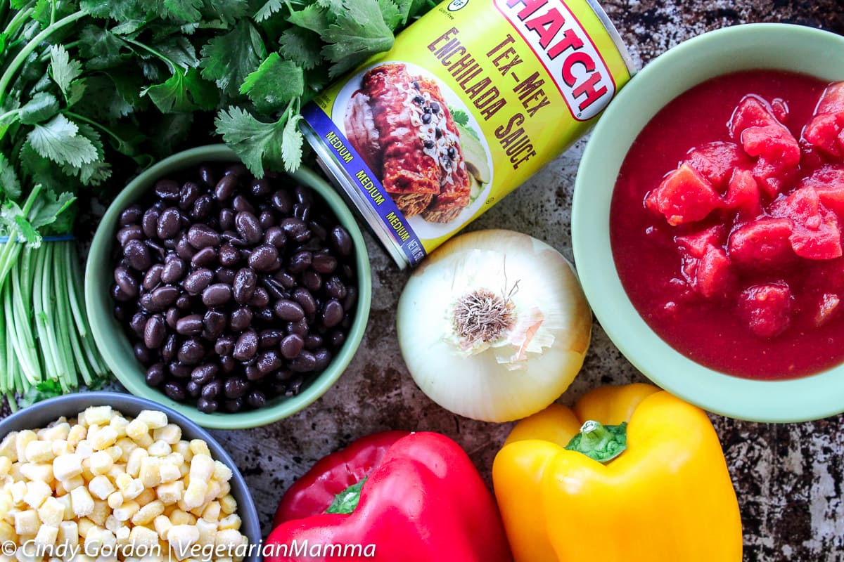 Slowcooker Tex Mex Enchilada Chowder ingredients