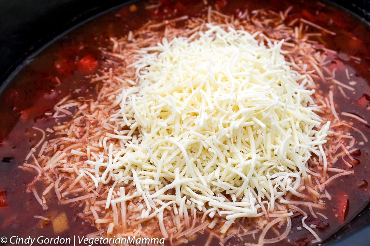 Cheese added to Slowcooker Tex Mex Enchilada Chowder