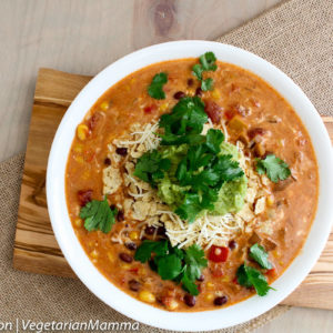 Slowcooker Tex Mex Enchilada Chowder @vegetarianmamma.com