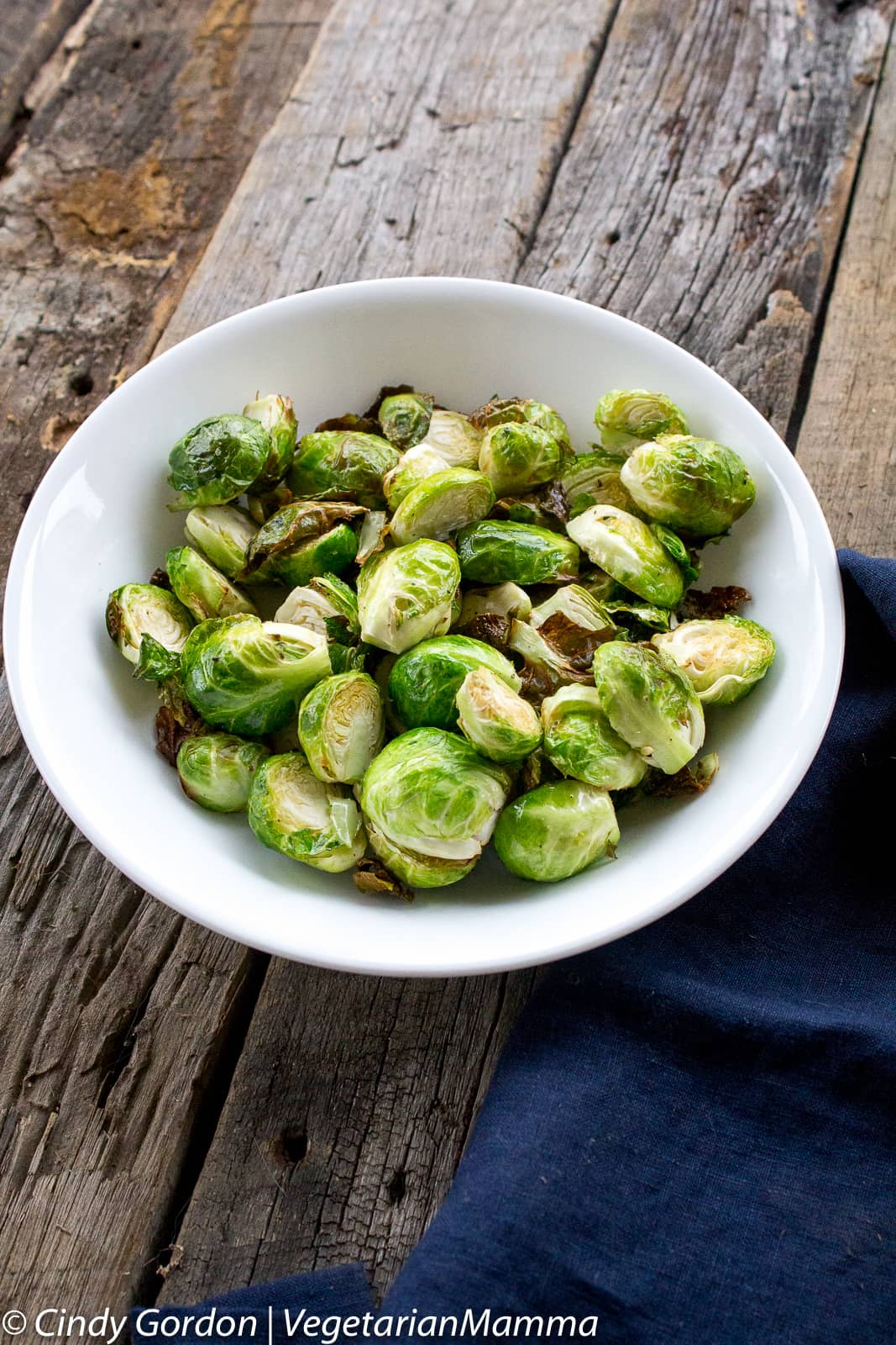 A bowl of crispy air fryer brussel sprouts