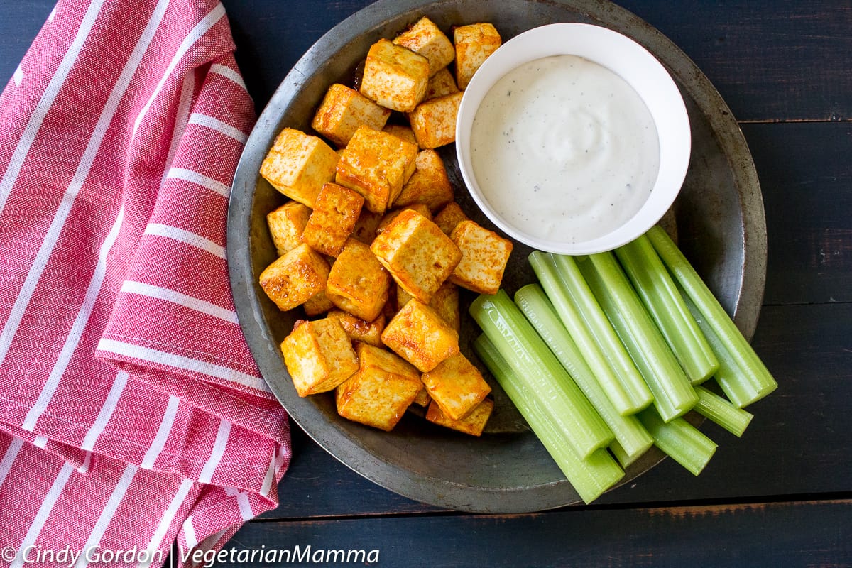 Buffalo Tofu Bites are delicious bite sized cubes of tofu!