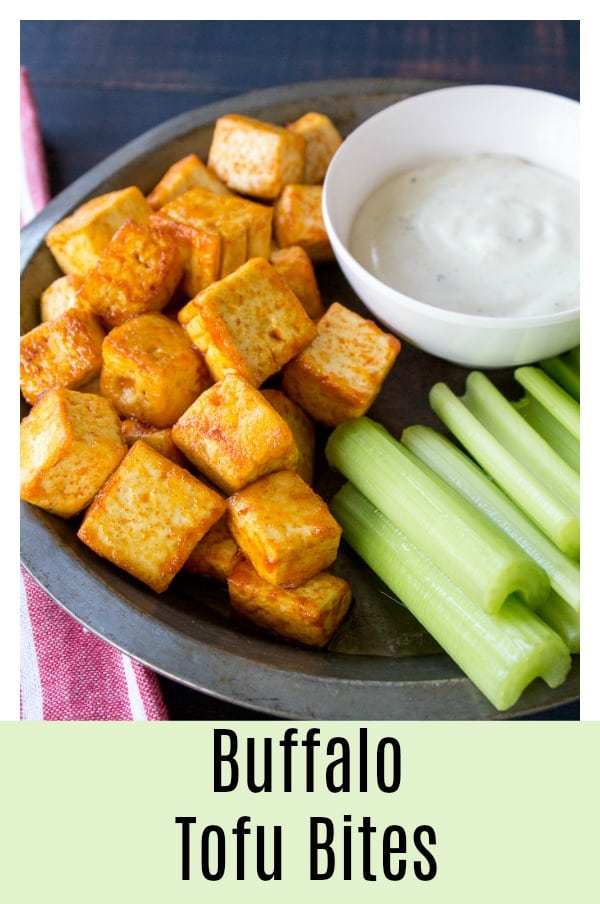 Buffalo Tofu Bites will take your game day watching up a notch. These spicy vegetarian bites will have your mouth watering for more! #tofu #buffalotofu