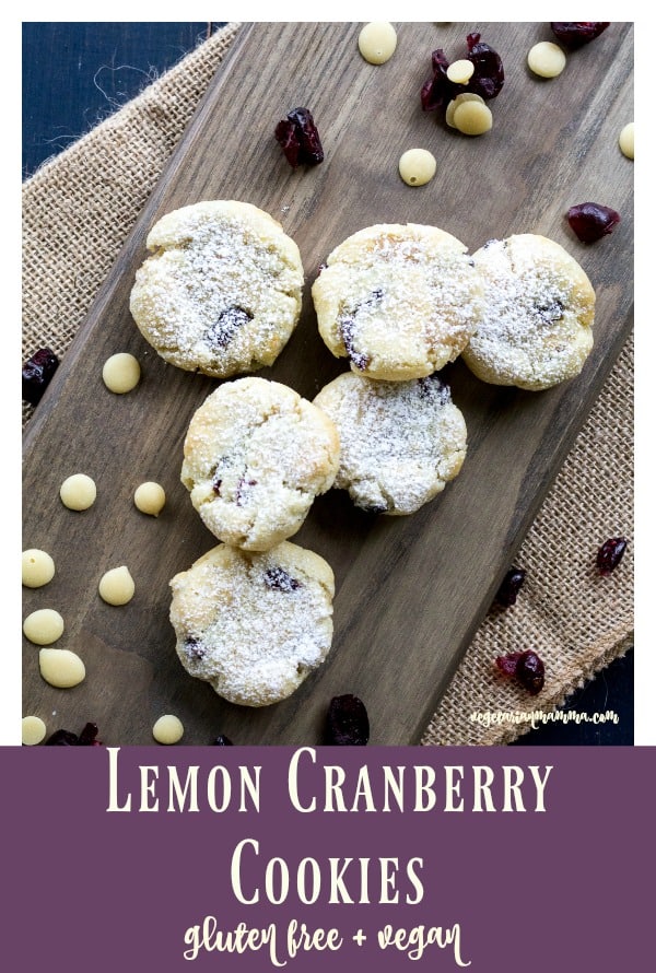 Lemon Cranberry cookies with powdered sugar