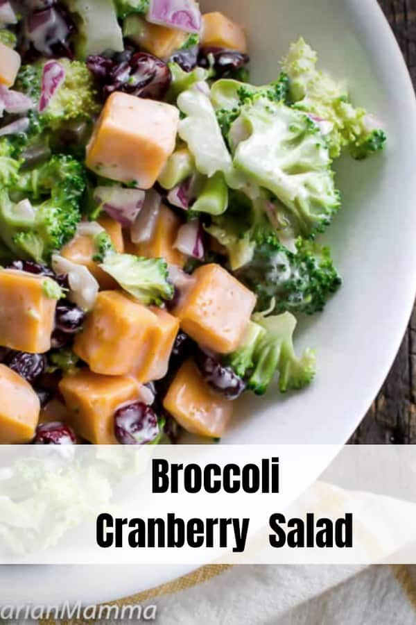 The BEST Broccoli Cranberry Salad is just minutes away from being enjoyed. Whip together this mouthwatering broccoli salad that is sweetened with cranberries. #broccolicranberry #broccolisalad 