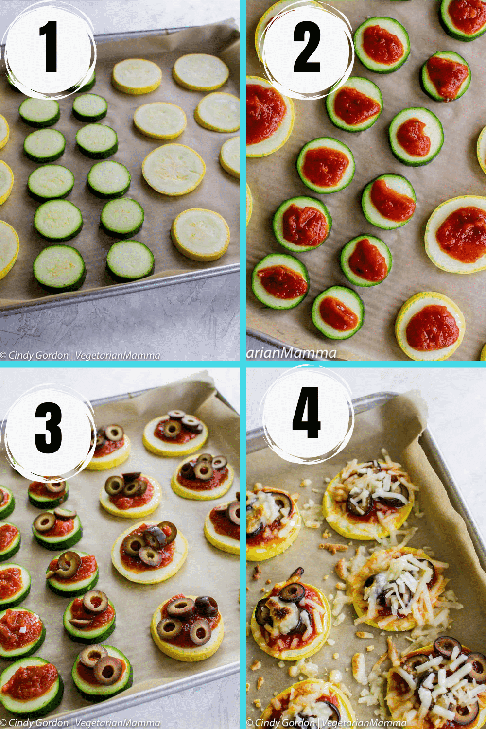 mini zucchini pizzas collage