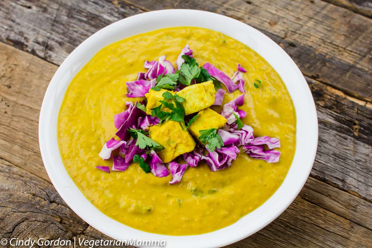 Thai coconut curry is a delicious vegetarian soup.