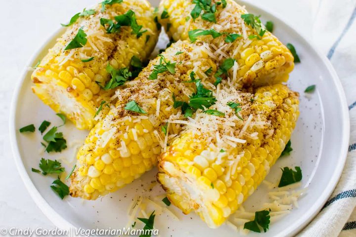 Air Fryer Mexican Corn on the Cob (skinny version) - Vegetarian Mamma