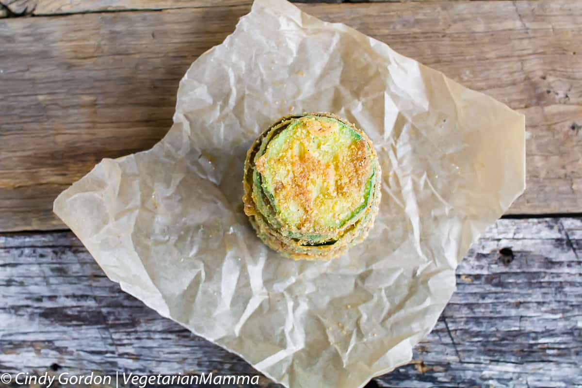 crispy and gluten free fried zucchini. Just one bite of these pan fried zucchini circles and you will be hooked!