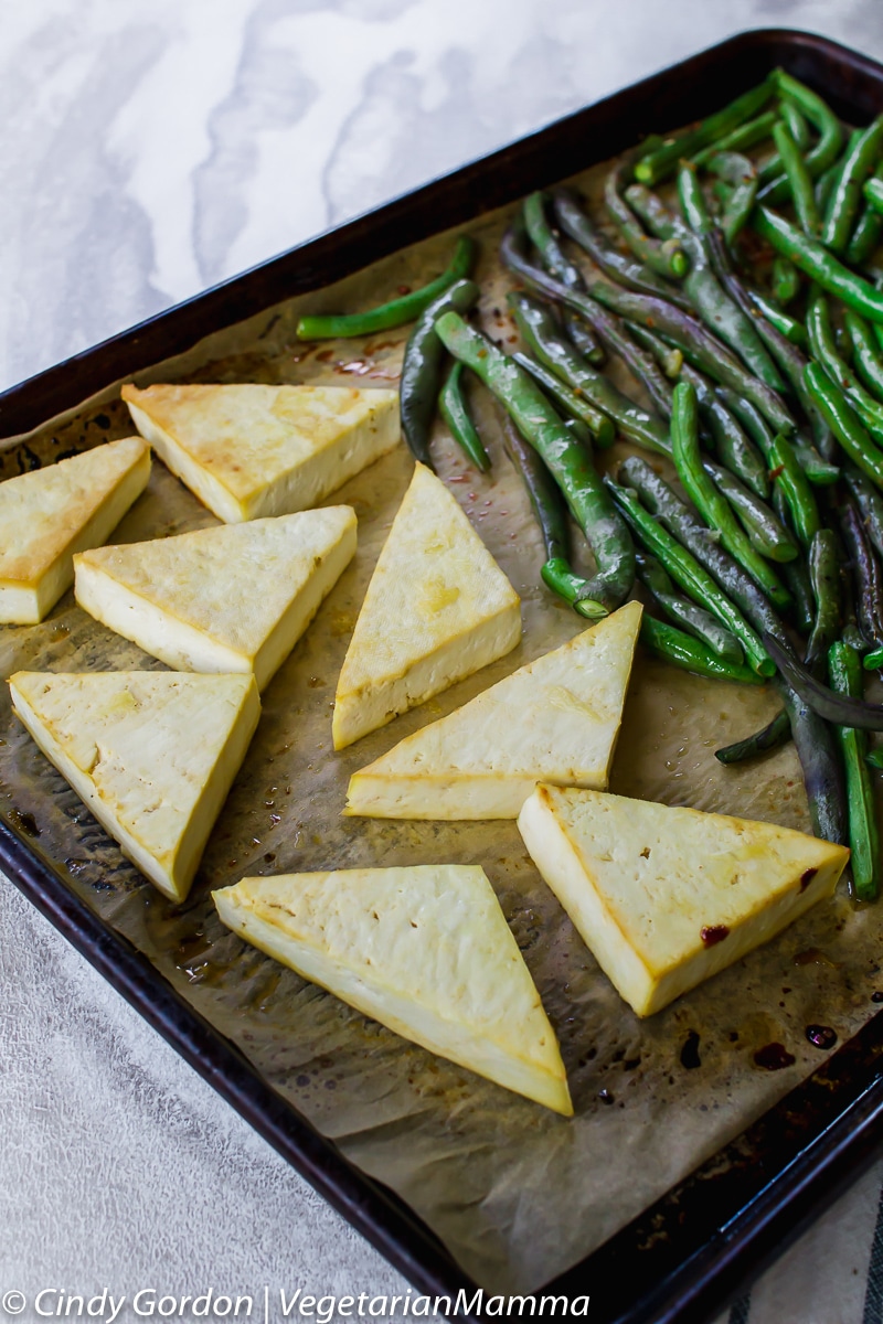 Sheet Pan Lemon Tofu and Beans is a delicious vegetarian meal.