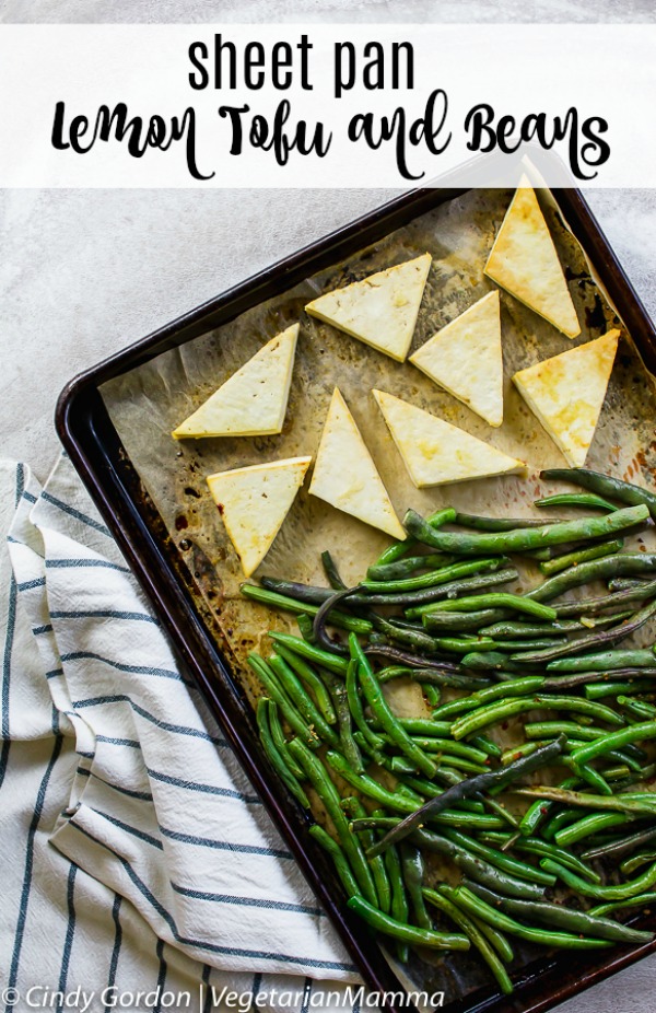 This Sheet Pan Lemon Tofu and Beans recipe is the perfect meal for any night of the week! Tasty and delicious, your family will love it! #tofu #lemontofurecipe #vegetarian