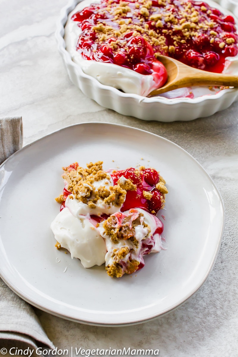Simple Cherry Cheesecake Dessert doubles are cherry delight fluff
