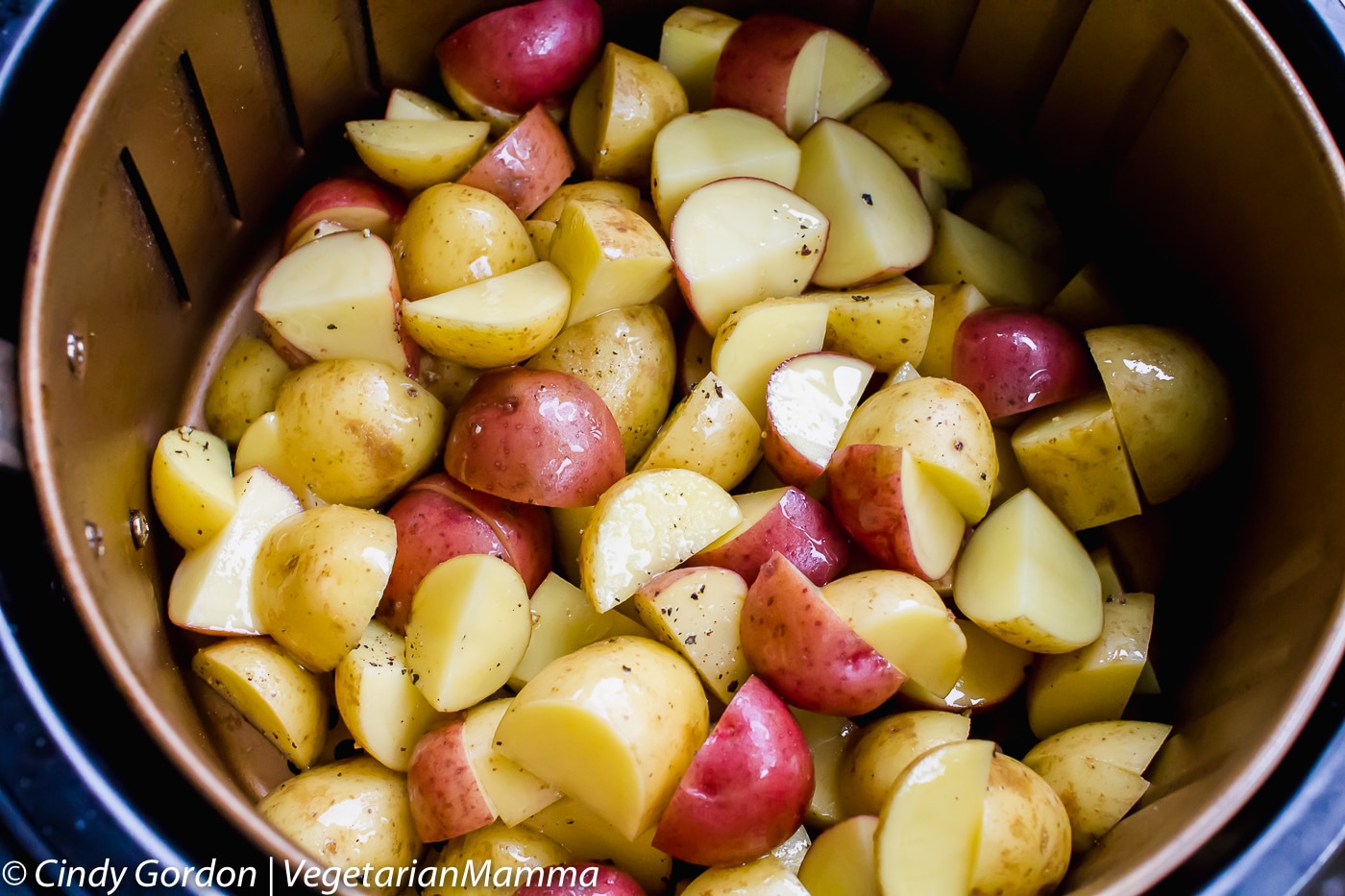 Air Fryer Roasted Potatoes in basket