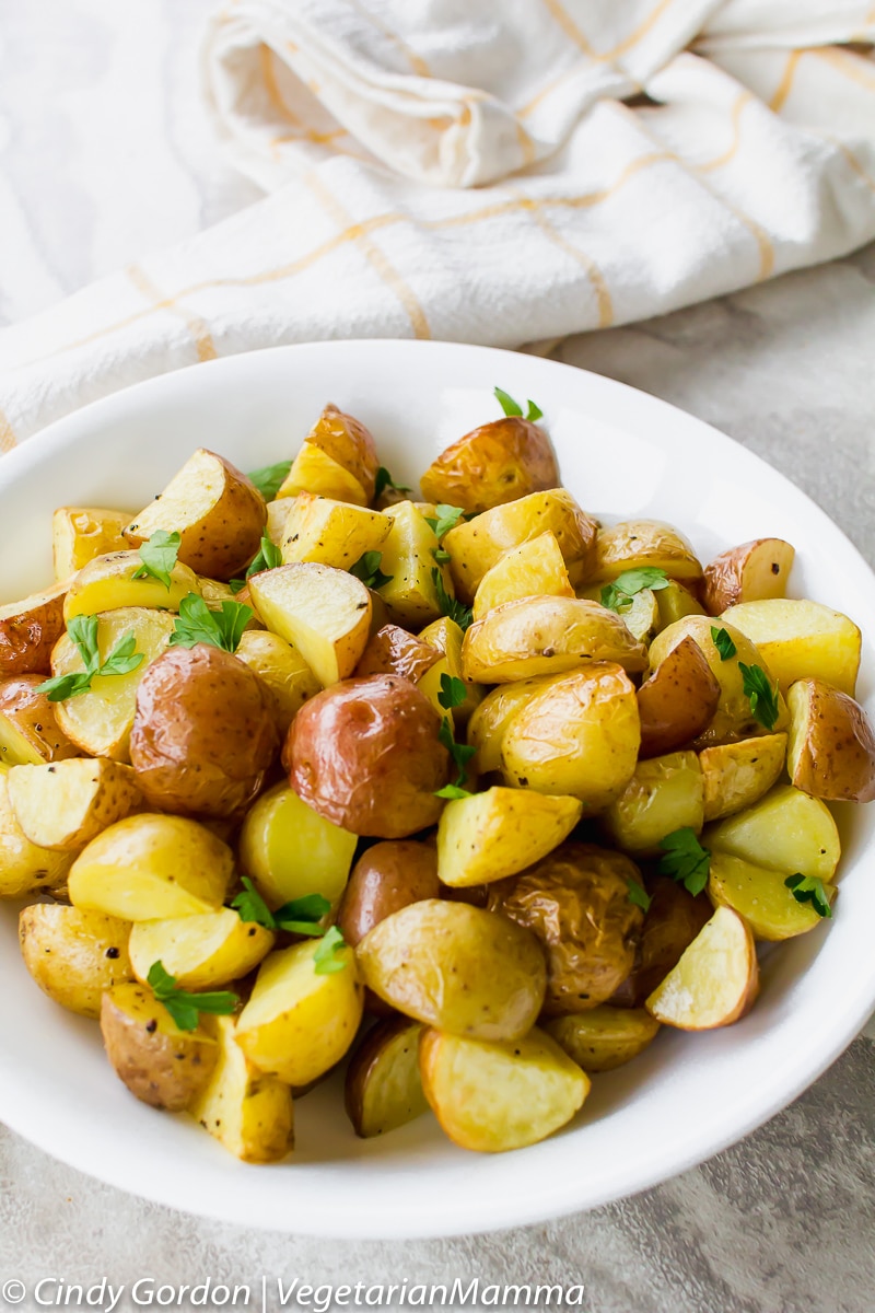Air Fryer Roasted Potatoes with parsley on top