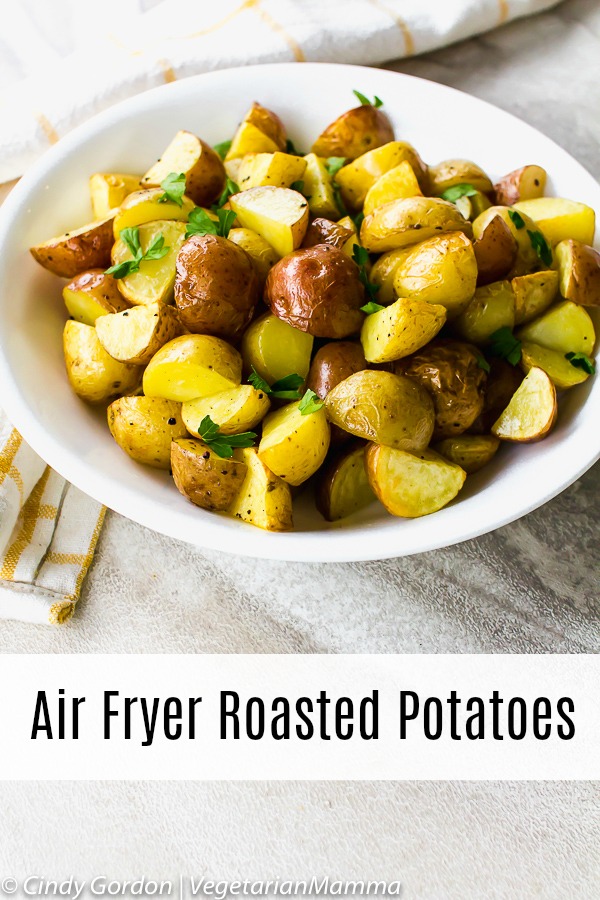 Air Fryer Roasted Potatoes will complement any holiday or weeknight dinner. These air fryer potatoes will be one of the best air fryer recipes that you’ll find! #airfryer #potatoes