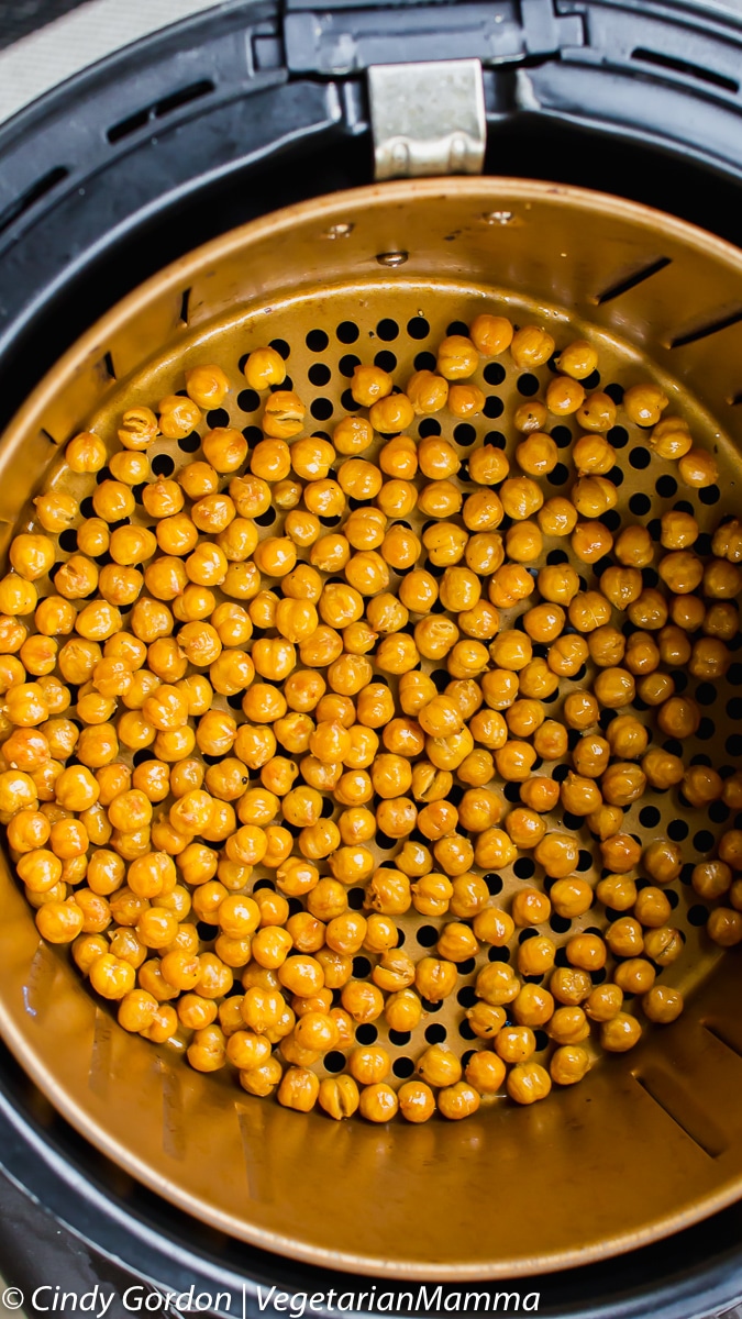 Air Fryer Chickpeas in the air fryer basket