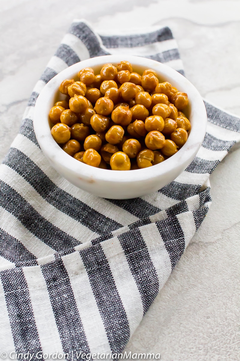 Bowl of crispy air fryer chickpeas