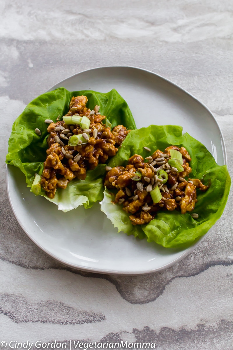 two Thai Lettuce Cups on a plate 