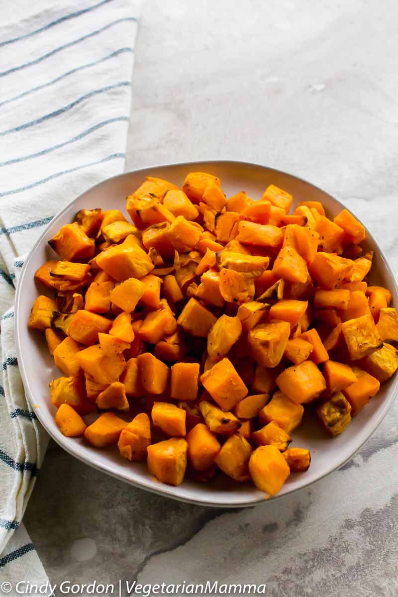 Air Fryer Sweet Potato hash in bowl