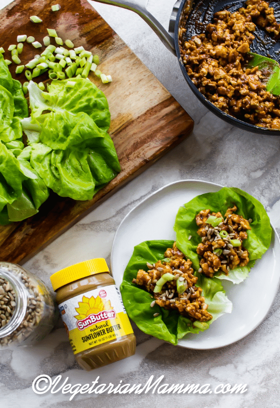Thai lettuce wraps and ingredients