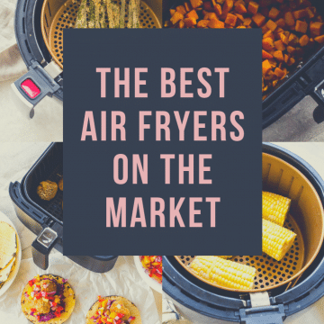 Pinterest graphic with a collage of air fryer basket pictures