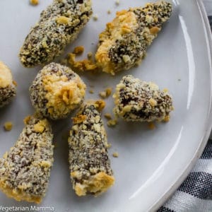 breaded Air Fryer Morel Mushrooms on a white plate