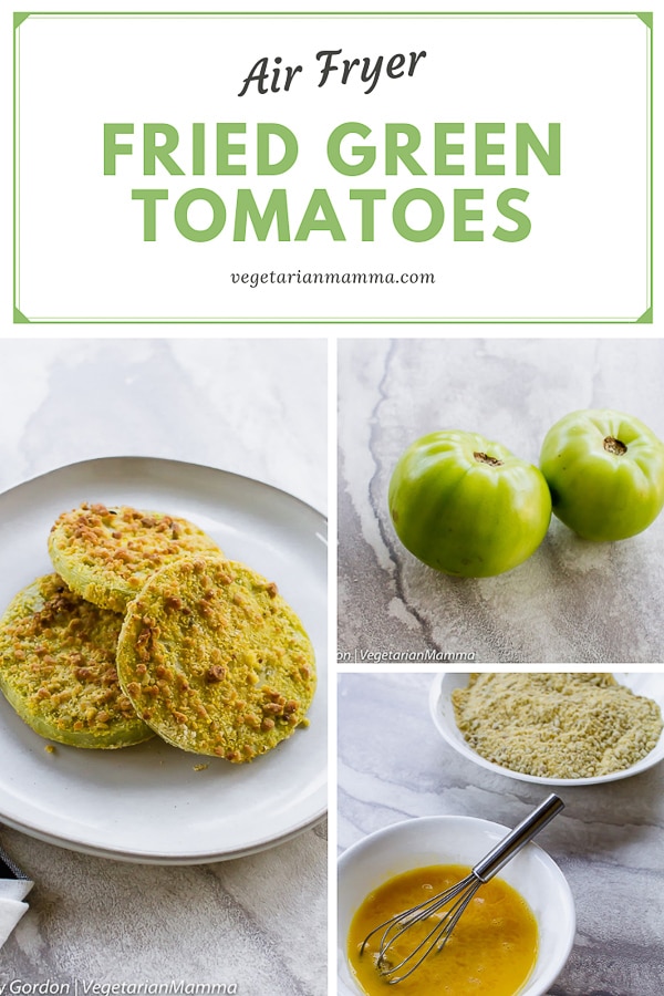 Air Fryer Fried Green Tomatoes is the most delicious airfryer recipe you’ll find today! If you are looking for air fryer recipes, this one is a winner! #airfryerrecipes #friedgreentomatoes 