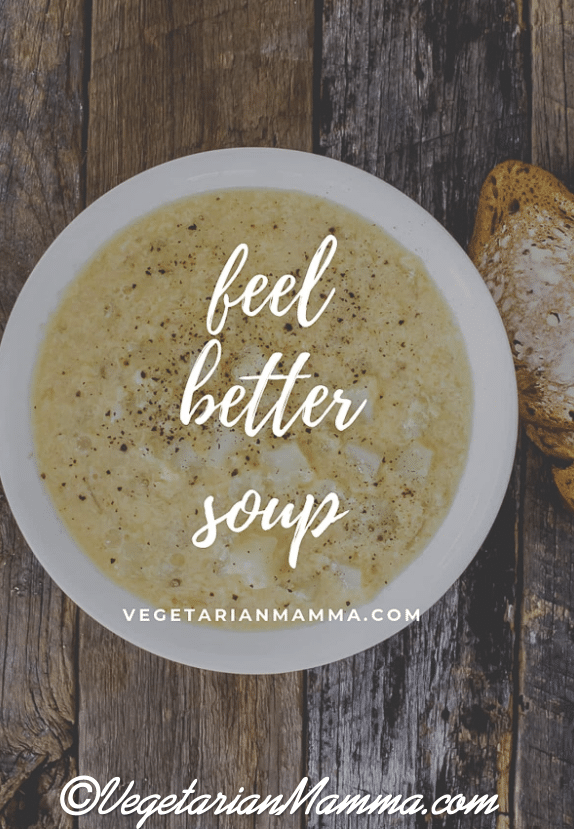 Feel Better Soup, aka sick soup, in a white bowl