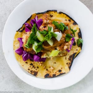 Air Fryer Tofu Taco on a white plate