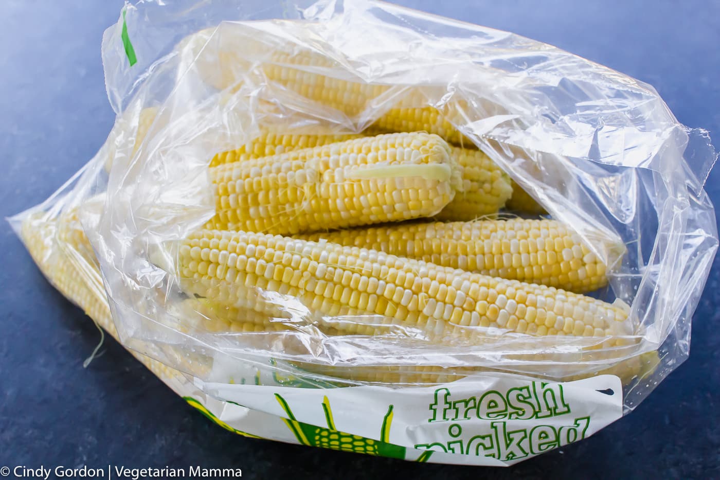 corn on the cob in a plastic bag