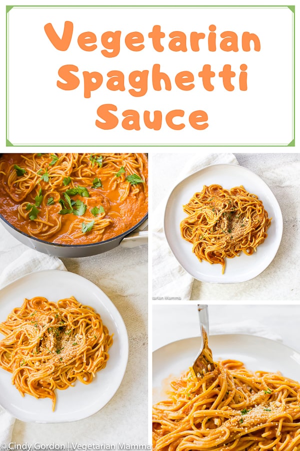 Vegetarian spaghettti sauce is a delicious minimalist approach to meatless spaghetti sauce.  Using minimal fresh ingredients brings out the robust taste in this vegan spaghetti sauce. #vegetarianspaghettisauce #veganspaghetti