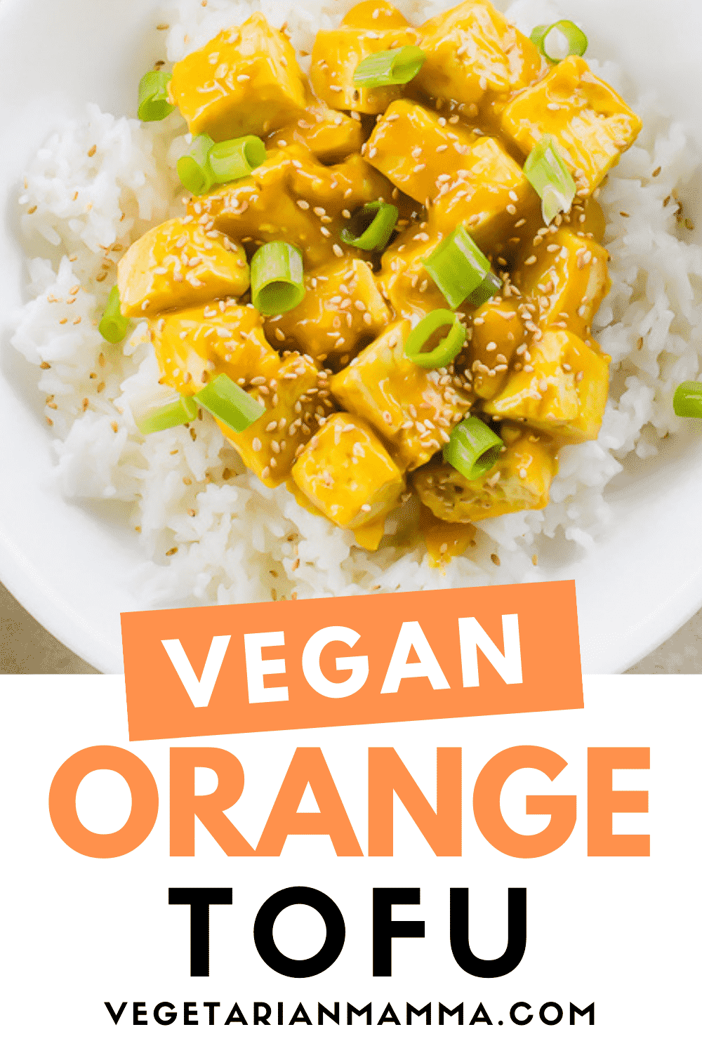 Orange Tofu is a delicious and easy tofu recipe that your entire family will love! This crispy orange tofu recipe is flavored with fresh squeezed orange juice, soy sauce, and served over rice. #orangetofu #orangechicken #veganorangechicken