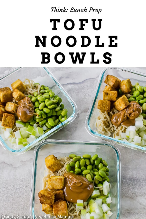 Tofu noodle bowls are a delicious and easy lunch prep recipe. You can make these tofu noodle bowls at the start of your week and have a tasty lunch all week long! #tofurecipe #vegetarianrecipe