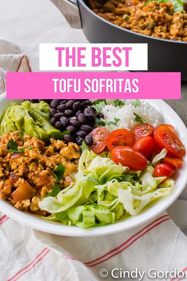 Skip the restaurant and make easy Tofu Sofritas at home! This easy vegan recipe is the perfect filling for bowls, burritos, tacos, nachos, and more! #vegan #mealprep #mexican