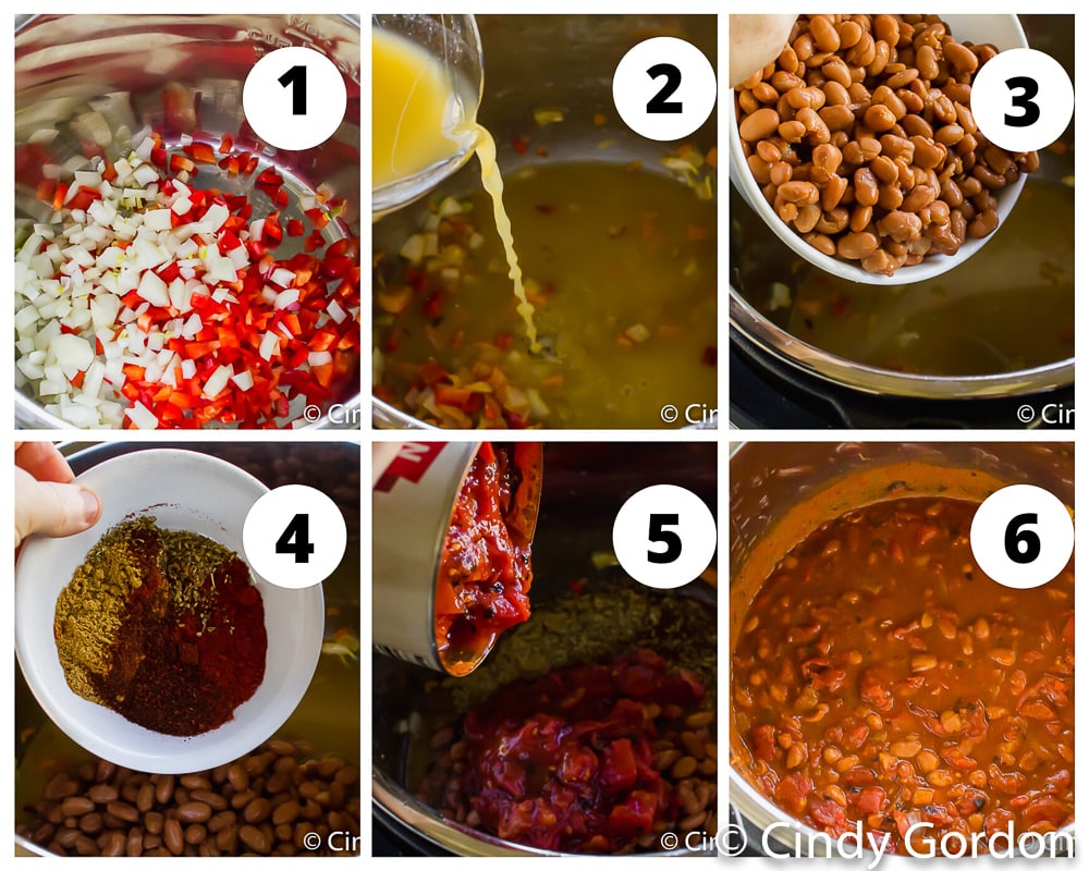 Collage of steps to make Instant Pot Chili