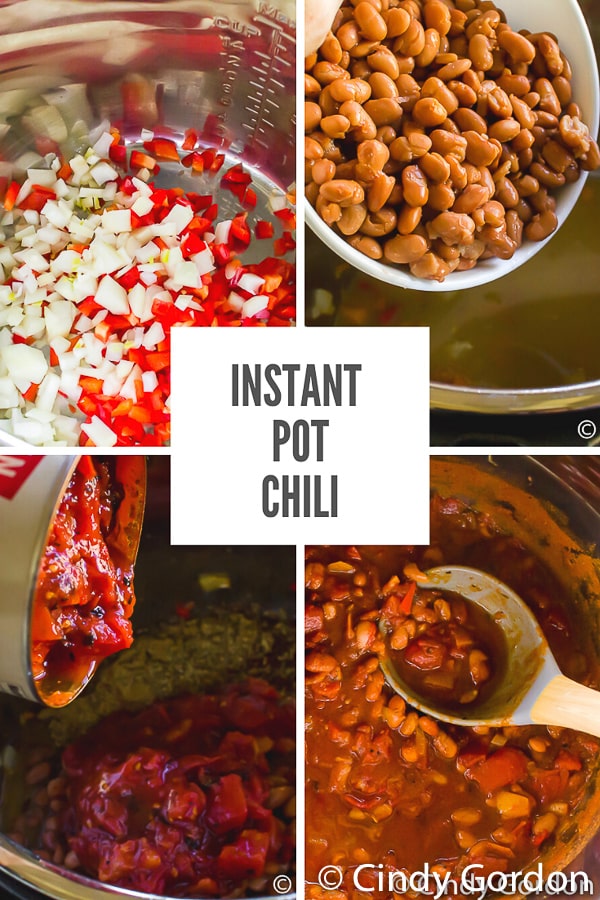 This Instant Pot Chili is totally meat-free vegan chili packed with onions, bell peppers, tomatoes, black beans, and all the seasonings! Skip the beef and make this super flavorful soup in less than 30 minutes. #veganchili #vegansoup #instantpot