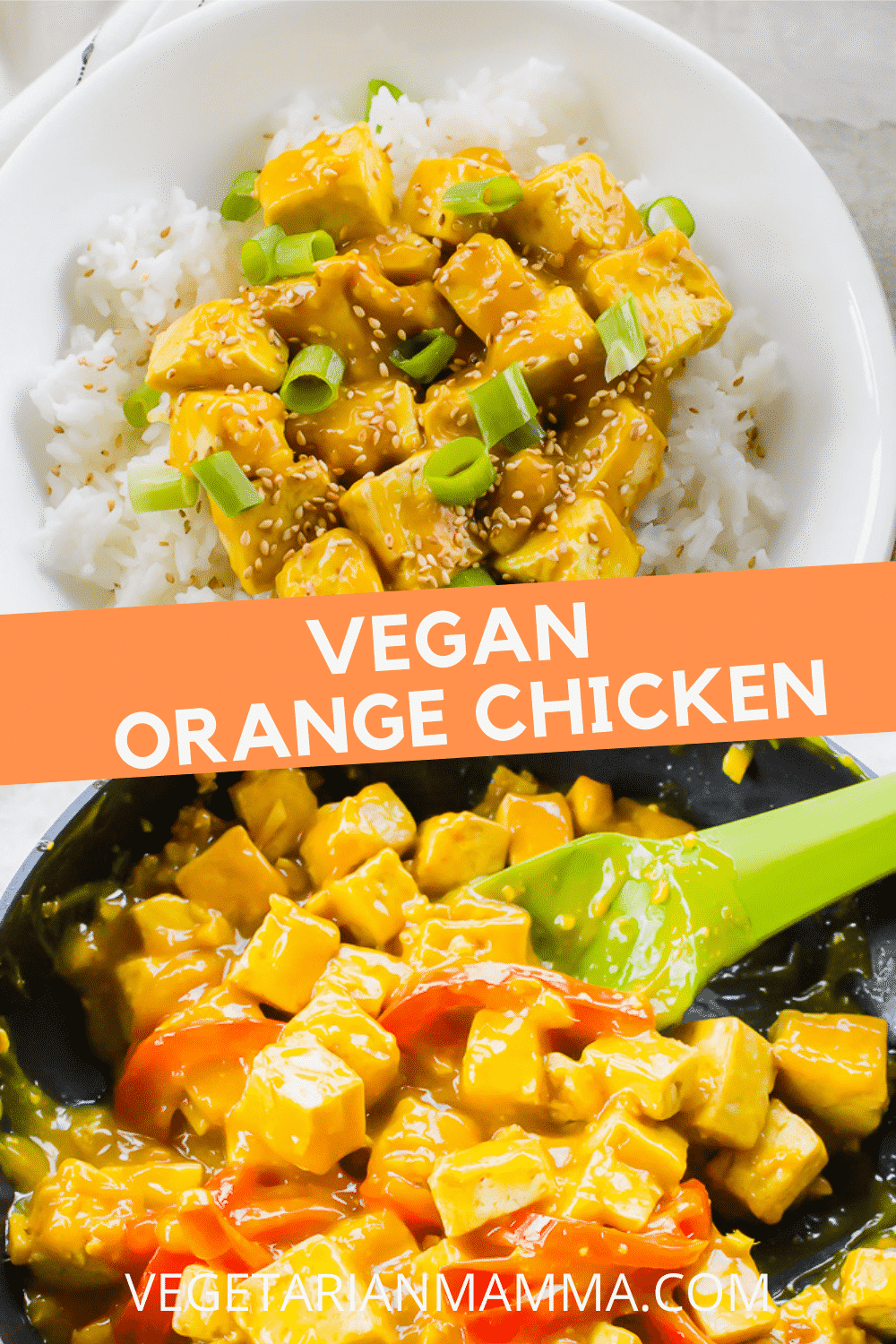 Vegan Orange Chicken is a delicious take on Panda Express Orange Chicken. It is an easy tofu recipe that your entire family will love! #pandaexpress #orangechicken #tofu #veganorangechicken #orangetofu